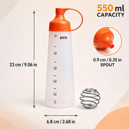 Pancake Batter Dispenser, 550ml Mixer Bottle with Whisk Ball for Waffles