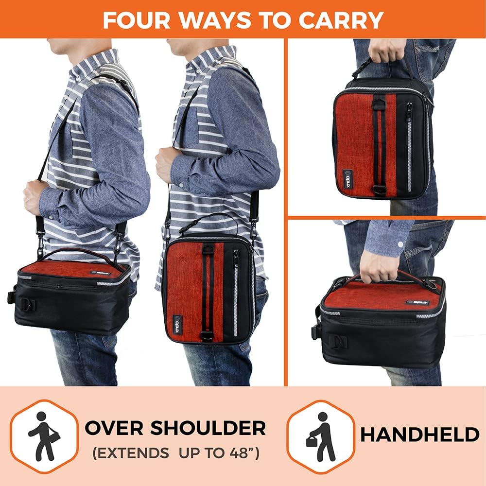 opux Insulated Lunch Box for Men Women Adult, Compact Lunch Bag for Kids Boy Girl Teen, Soft Lunch Cooler Bag for Work School, Leakproof Lunchbox Lunch Pail with Clip-on Buckle, Grey Flowers