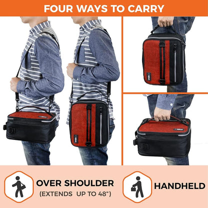 opux Insulated Lunch Box for Men Women Adult, Compact Lunch Bag for Kids Boy Girl Teen, Soft Lunch Cooler Bag for Work School, Leakproof Lunchbox Lunch Pail with Clip-on Buckle, Grey Flowers