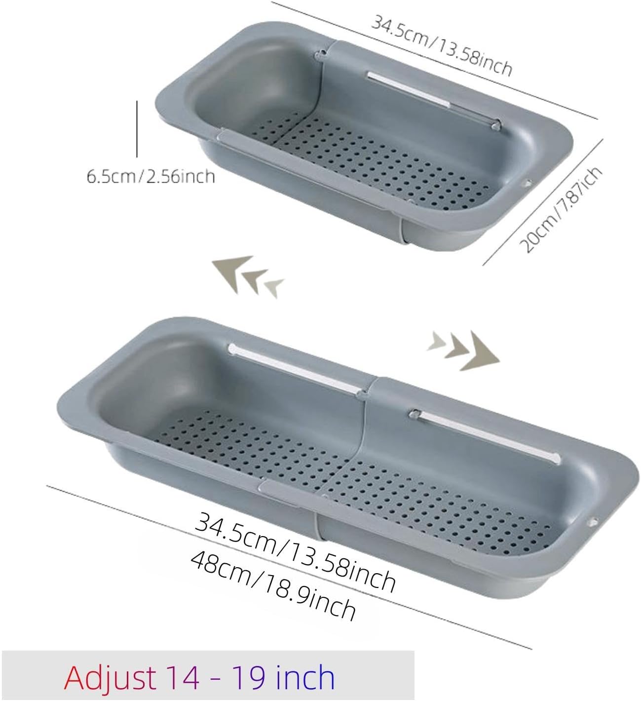 Extendable Over the Sink Colander Strainer Basket, Plastic Retractable Kitchen Sink Basket - Wash Vegetables, Fruits, Drain Pasta and Dry Dishes L (black XL)