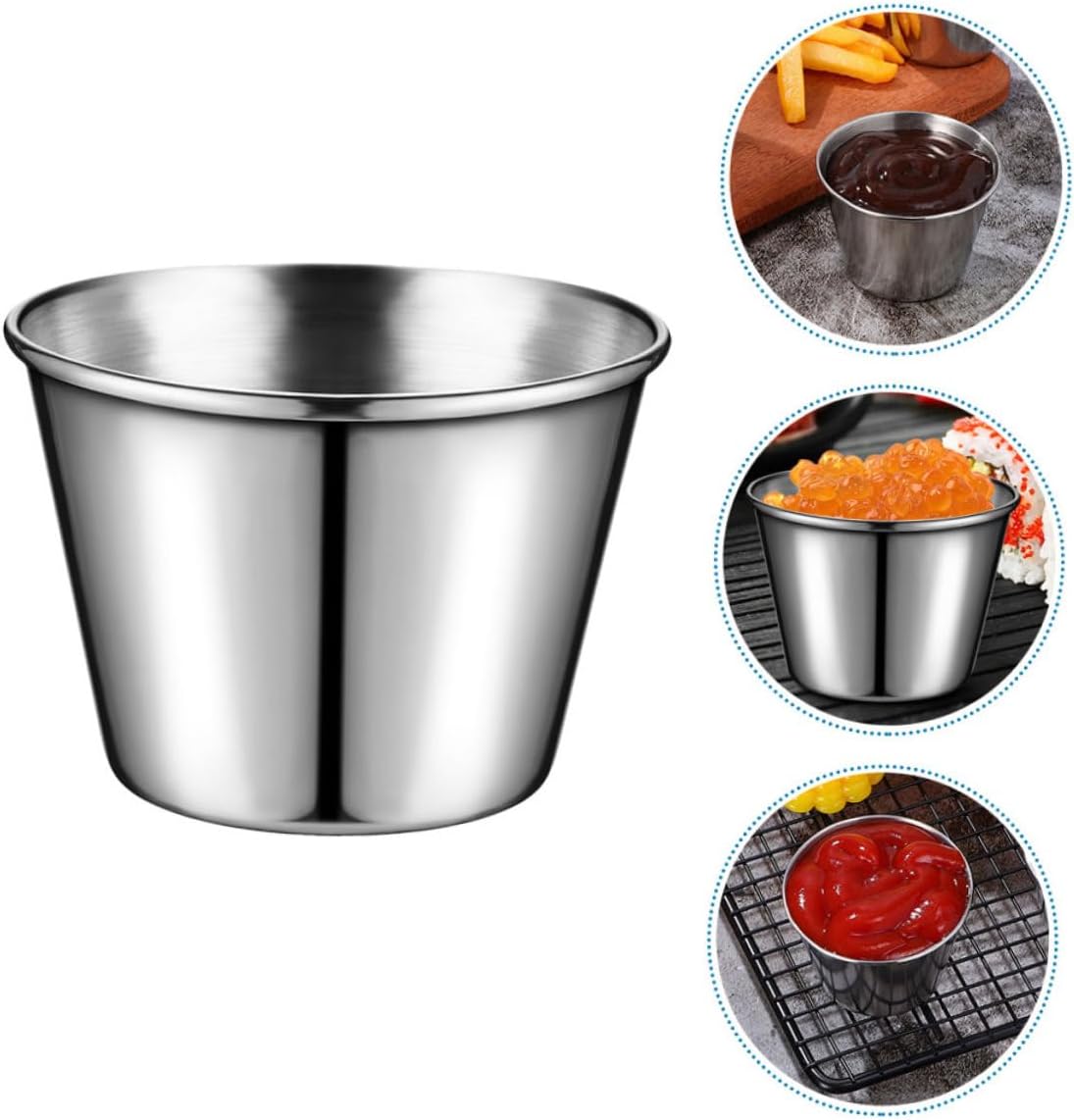OUNONA 20pcs Stainless Steel Dipping Bowls Sauce Cups for Ketchup Condiments Appetizers for Restaurants and Home Use Versatile Kitchen Storage