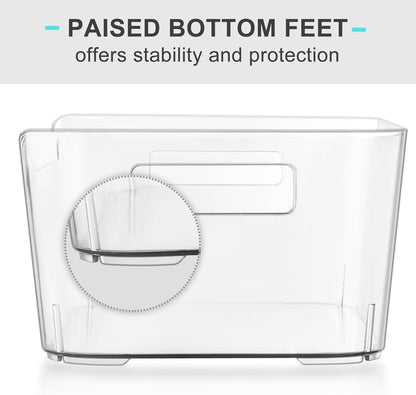 Heyuzb Set of 8 Clear Fridge Organizer Bins, Stackable Refrigerator Organizers and Storage for Fridge, Freezer, Pantry, BPA Free