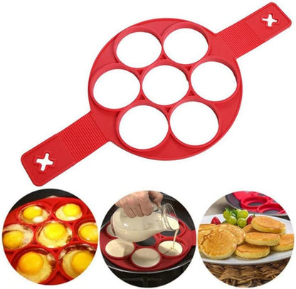 Nonstick Pancake Molds Ring Silicone Fried Egg Mould Reusable Pancake Maker Egg Ring Kitchen Cooking Baking Tools (Round Shape)