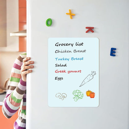MaxGear Small Magnetic Dry Erase Board Sheet for Refrigerator, Fridge Whiteboard for Kitchen, 12"x8" White Board Organizer and Planner with Stain Resistant Technology, Include 1 Eraser, 3 Markers
