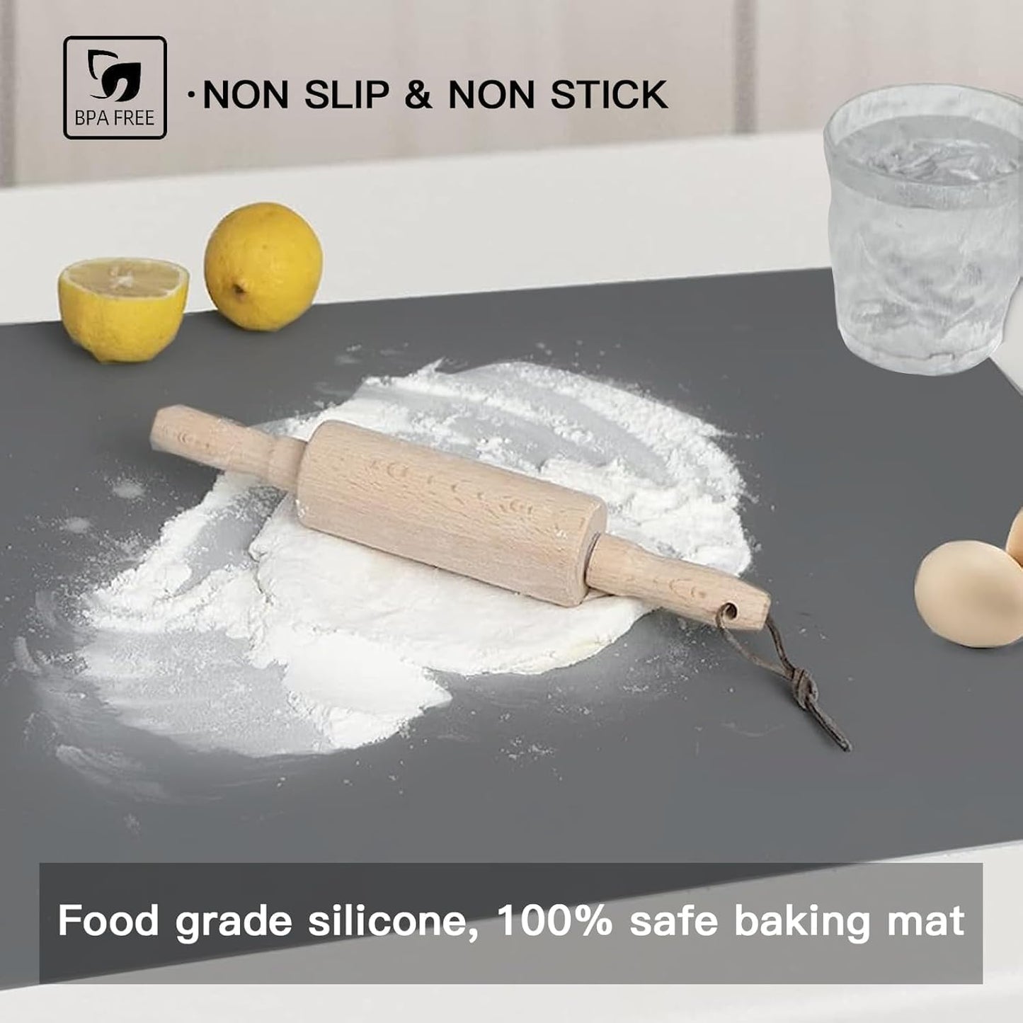 Silicone Mats for Kitchen Counter, 47.3"x23.6"x0.08" Largest Heat Resistant Mat Kitchen Island Waterproof 2MM Thick Countertop Protector Mat Nons-slip Extra Large Counter Mat (Black)