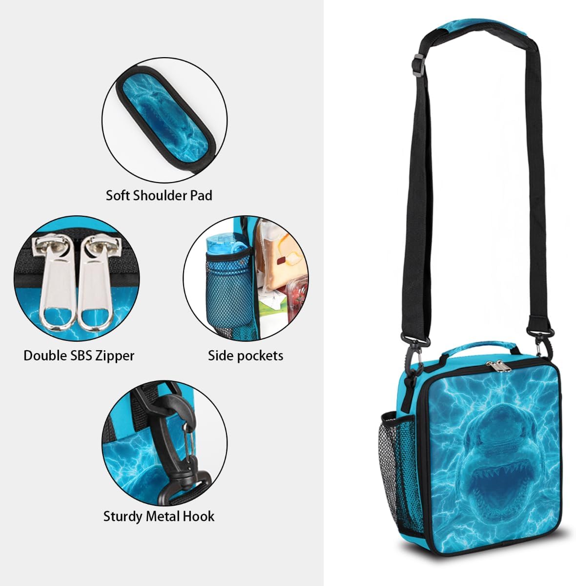 cfpolar Skull Skateboard Lunch Box for Boys Girls, Insulated Lunch Bags for Kids Reusable Mini Cooler Lunch Tote Lunchbox Thermal Meal Tote Kit with Shoulder Strap for Work School Picnic