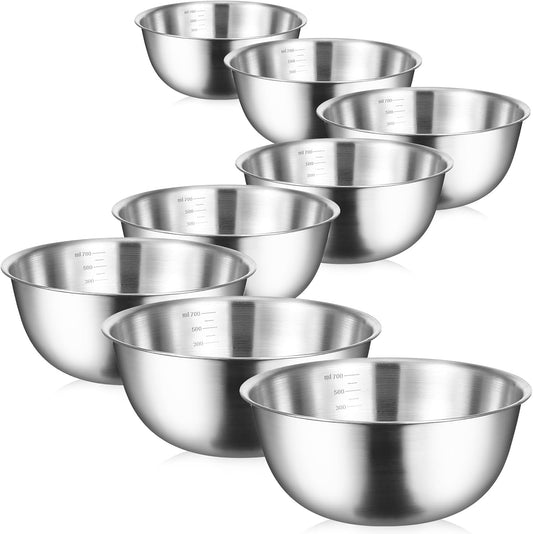 Stainless Steel Bowls 304 Metal Lightweight Unbreakable Dinner Bowls Set Non-Toxin Dishwasher Safe BPA Free and Healthy (8 Pack 24Oz) ﻿
