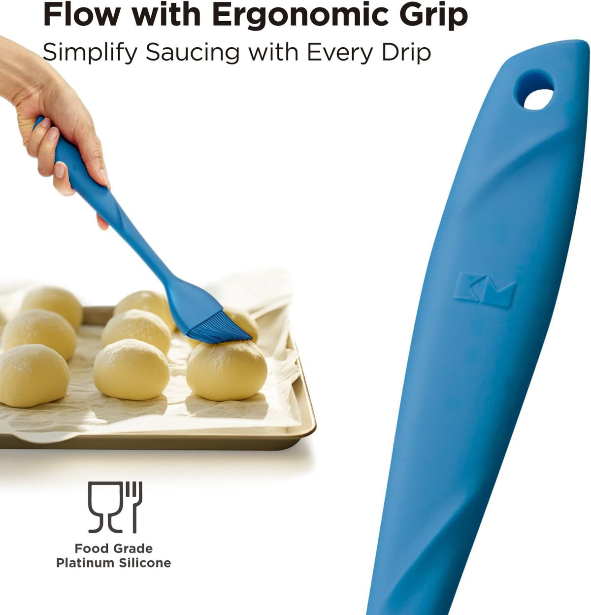 Kitchen Mama WaltzGrip Platinum Silicone Basting Pastry Brush, Yellow