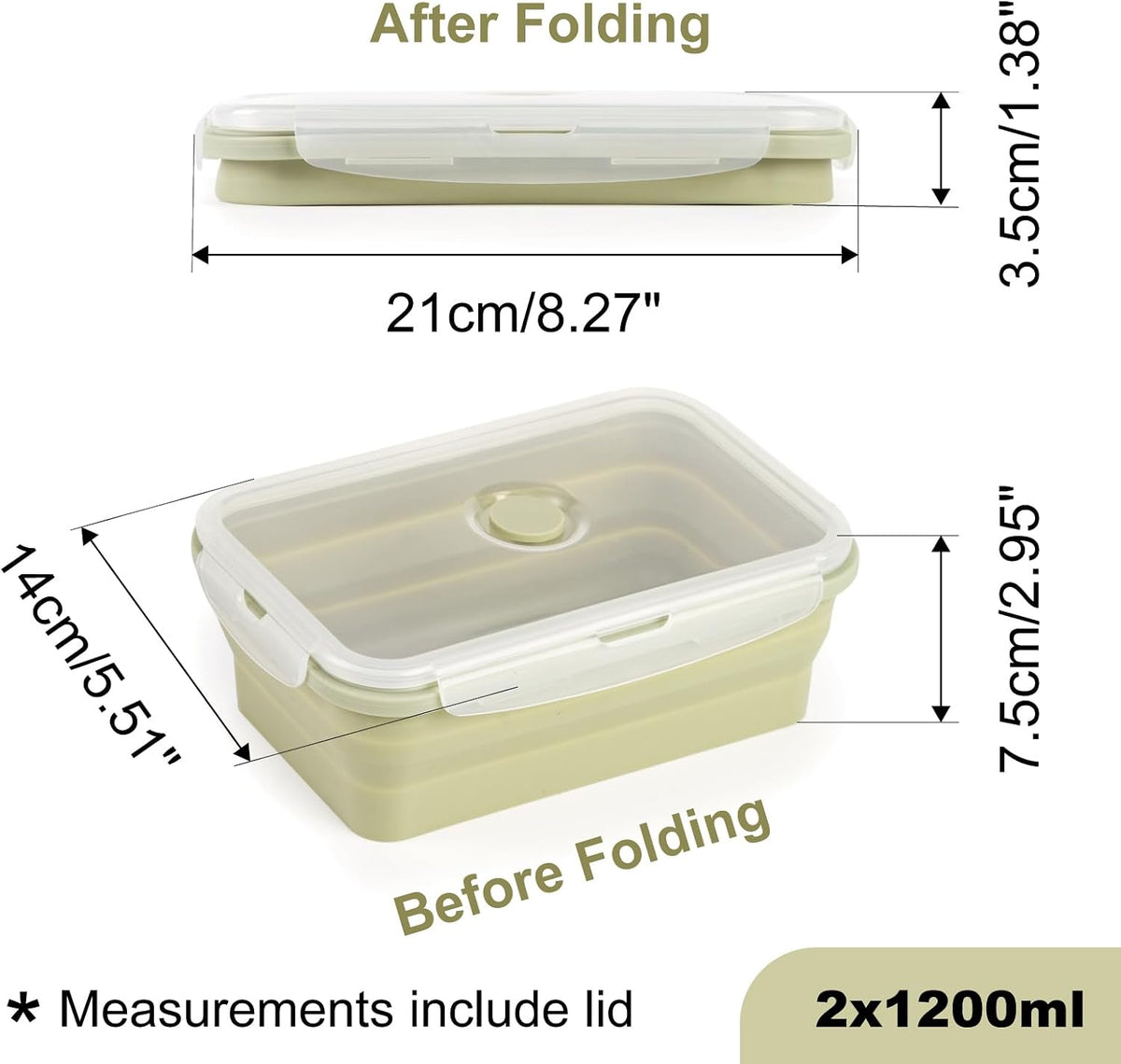 Large Silicone Food Storage Containers 68oz/2000ml 4 Pack | Collapsible Meal Prep Containers, Airtight Leakproof Lid, Containers for Camping, Microwave Freezer Dishwasher Safe