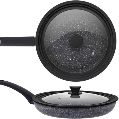 Universal Lid for Pots,Pans and Skillets - Tempered Glass with Heat Resistant Silicone Rim Fits 10.5", 11" and 12" Diameter Cookware,Black