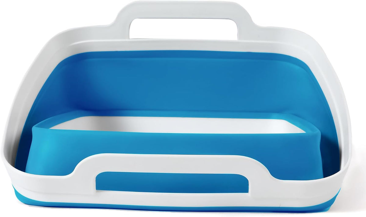 FOSJGO Collapsible Dish Basin with Drain Plug, Foldable Sink, 2.4 Gal (9L)