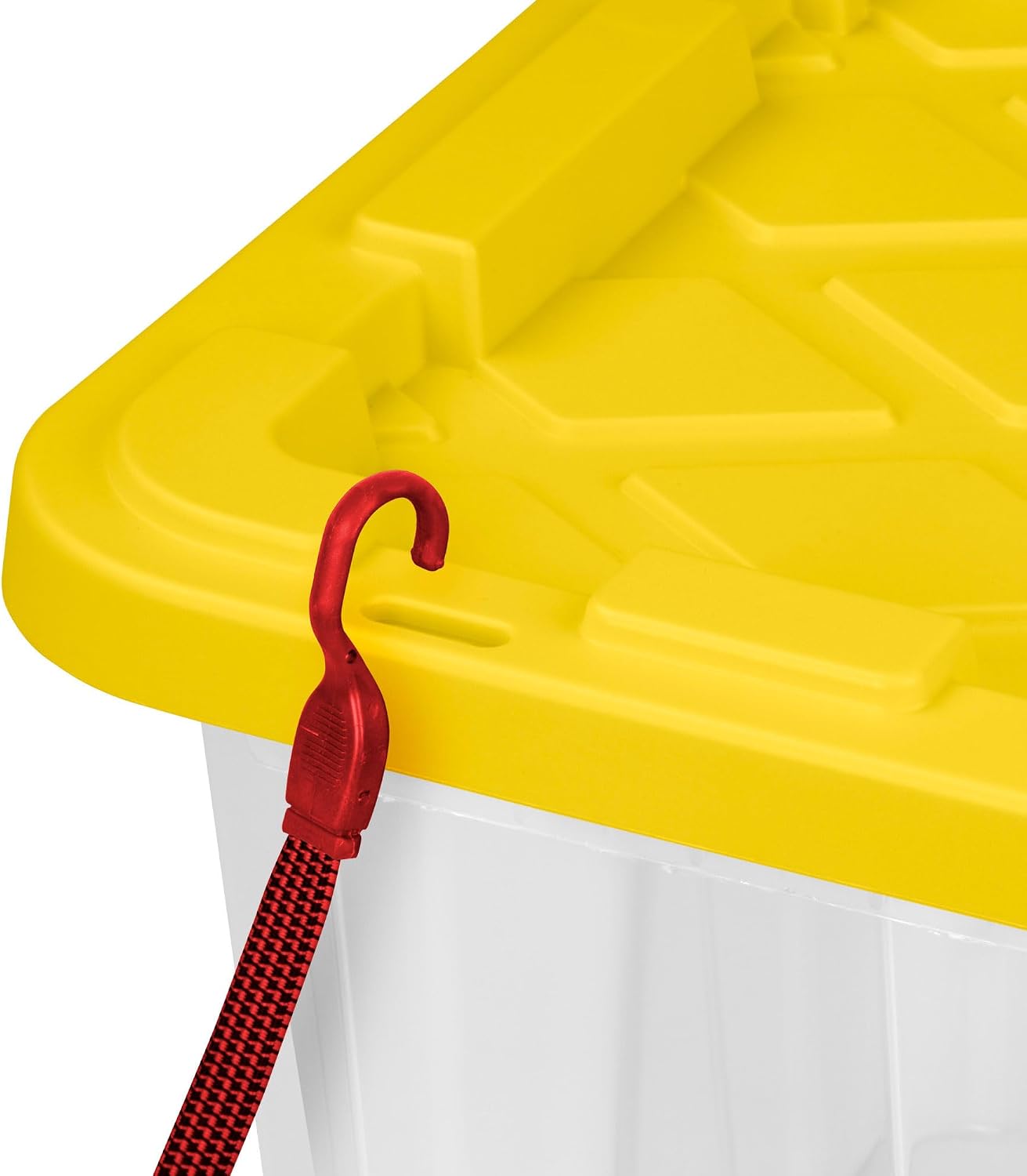 Sterilite 4-Pack 27 Gallon Industrial Storage Tote, Heavy-Duty Plastic Bins, Black/Yellow - Stackable Utility Organizers with Lids for Garage, Camping Tools, and Outdoor Gear
