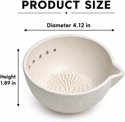 Marble Veins Multi‑Purpose Ceramic Prep Bowl with Herb Stripper Hole
