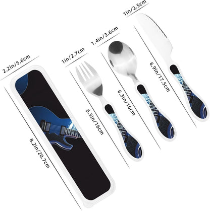 3-Piece Kids Silverware Set With Storage Case, Stainless Steel Reusable Children Safe Knife Spoon Fork Set Shih Tzu Dog Children Flatware Set For Kids Lunch Box