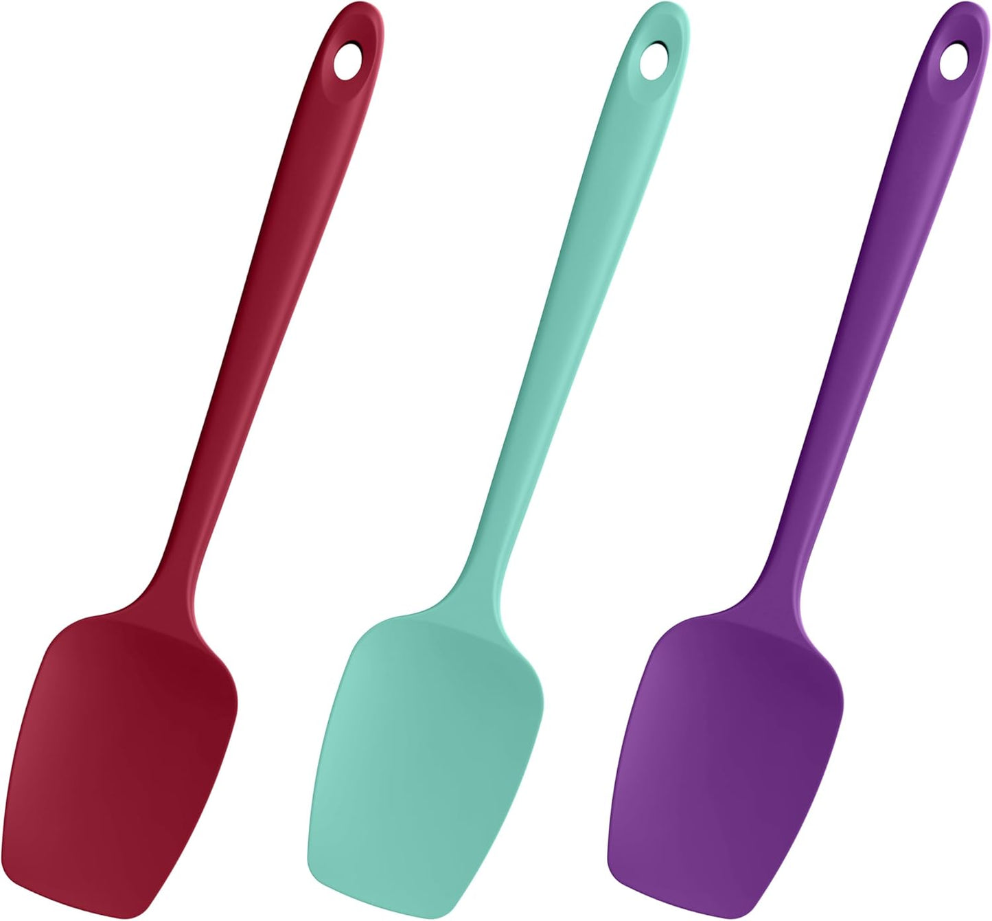 Heat Resistant Silicone Spoon Spatulas, Doosu 600°F High Temp Flexible Cooking Spoons Kitchen Spoonula Scratch-Proof for Mixing Stirring Scraping Serving Non-Stick Cookware (Set of 3, Multi-4)