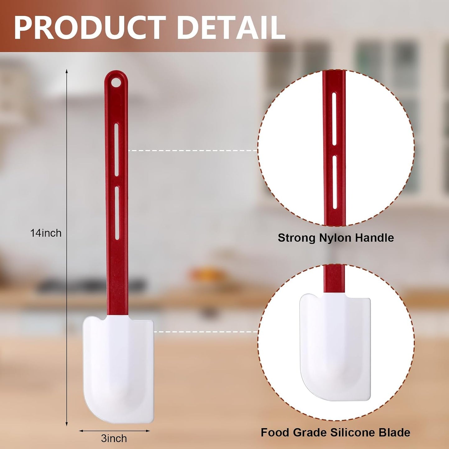 Norme 8 Pcs High Temp Silicone Spatulas Heat Resistant Rubber Spatula Commercial Silicone Scraper with Handle for Kitchen Cook Baking Mixing Utensil, Dishwasher Safe (10 Inch,14 Inch)