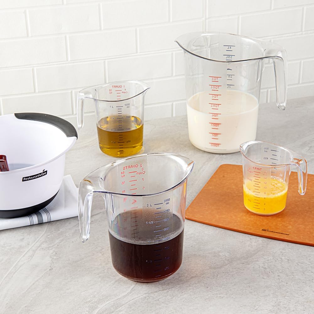 Restaurantware Plastic Measuring Cup - Chef 101 Measuring Jug with Dual Unit Markings, Dishwasher Safe - Clear Measuring Cup for Kitchen, Restaurants