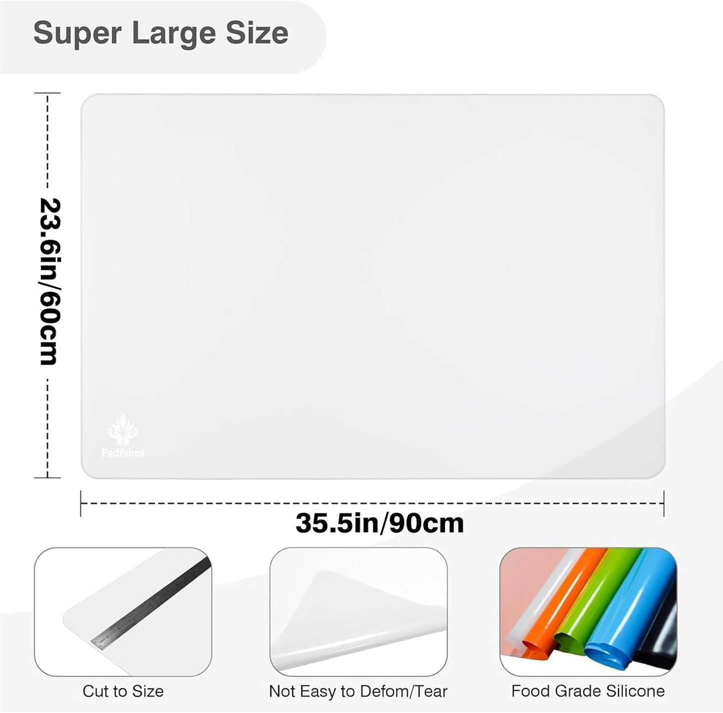 35.5" x 23.6" Extra Large Silicone Mat, Silicone Craft Mat for Placemat Baking Painting Clay Art and More (Black)