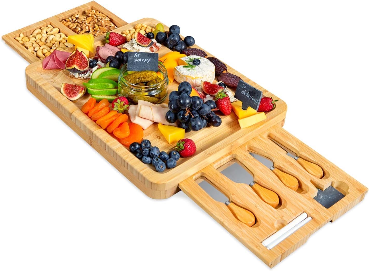 RoyalHouse Bamboo Cheese Board and Charcuterie Boards Set & Serving Tray for Meat, and Wine - Birthday Gifts for Women, Wedding Gift for Couples 2025, Bridal Shower, Housewarming Gift New Home