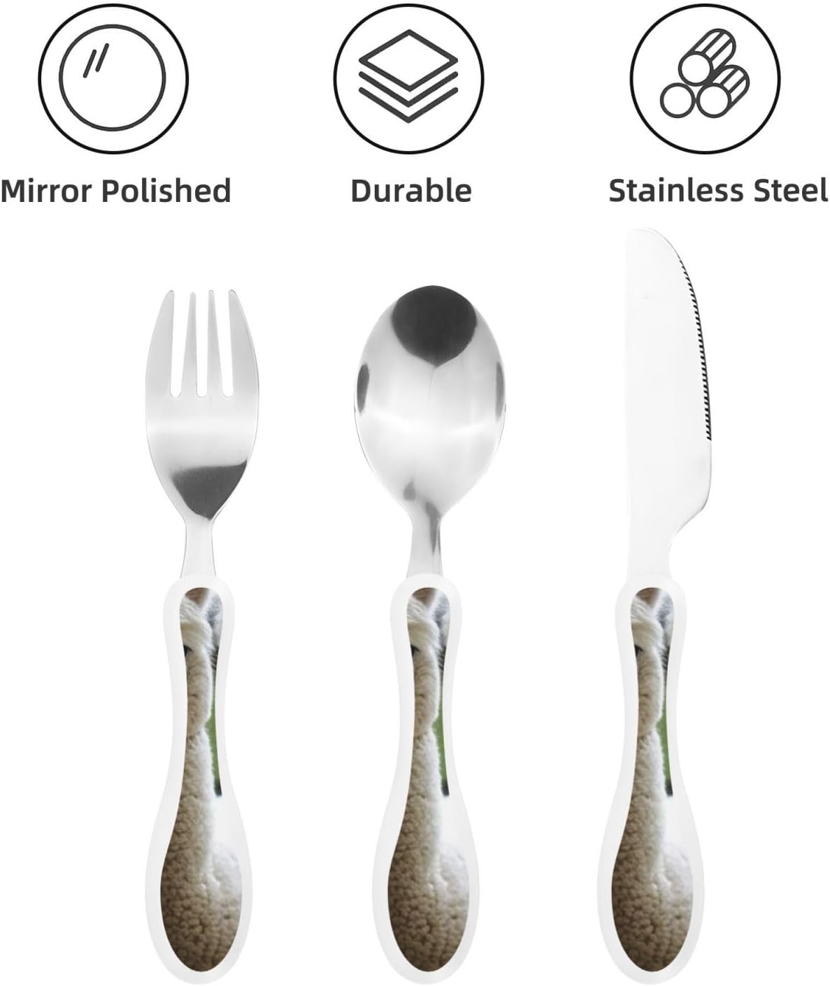 3-Piece Kids Silverware Set With Storage Case, Stainless Steel Reusable Children Safe Knife Spoon Fork Set Alpaca Cactus Children Flatware Set For Kids Lunch Box