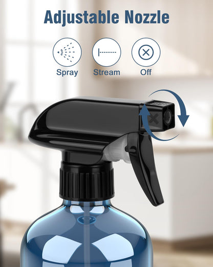 Bontip Glass Spray Bottle 16 oz for Cleaning, Plants (2 Pack, Amber)