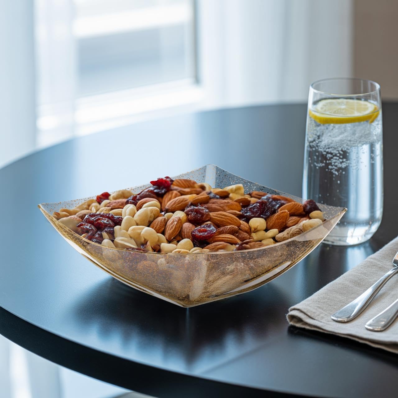 R-kay 6 Pack Square Plastic Serving Bowls - Clear Plastic bowls 16 Oz - Disposable Serving Bowls Heavy Duty For Weddings Catering And Birthday parties