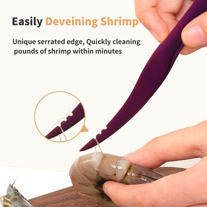 Shrimp Deveining tool Multi-Colored Shrimp Deveiner Tool Stainless SteelShrimp Peeler Knife for Easy Deveining (Purple)