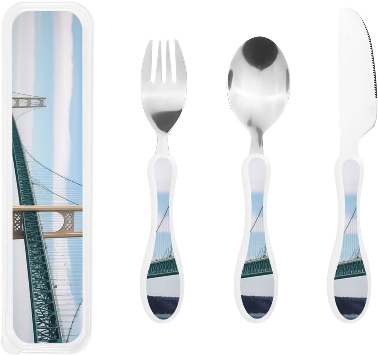 3-Piece Kids Silverware Set With Storage Case, Stainless Steel Reusable Children Safe Knife Spoon Fork Set Ocean Sea Animal Shark Children Flatware Set For Kids Lunch Box