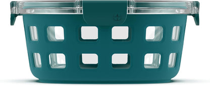 Ello Duraglass Meal Prep Container- Glass Food Storage Container with Silicone Sleeve and Airtight BPA-Free Plastic Lid, Dishwasher, Microwave, and Freezer Safe