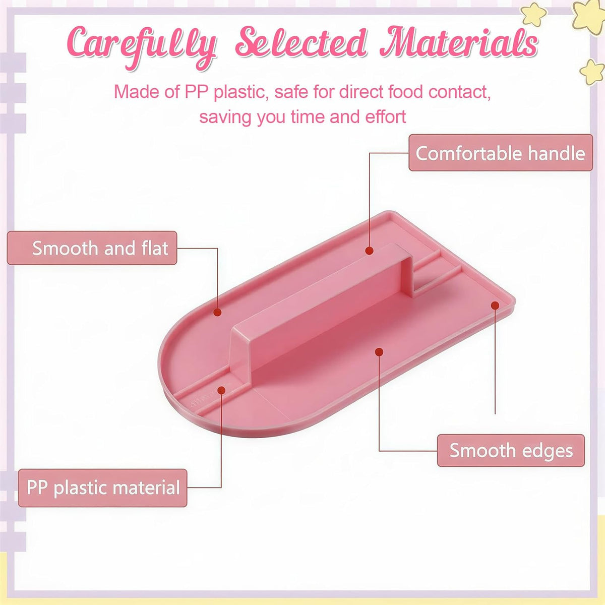 2 Pcs Cake Decoration Icing Smoother, Fondant Smoothing,Plastic Polisher Cake Decorating Tools, Fondant Smoother Set, Icings Scraper Paddle Tool for DIY Cake (5.7" x 3.1", Pink, White)