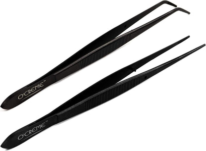 O'Creme Stainless Steel Precision Kitchen Tweezer Tongs 6.25" with Fine Tip (Purple)