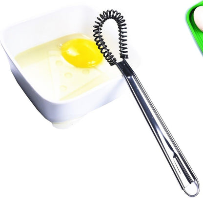Stainless Steel Mini Spring Egg Beater Silicone Whisk Magic Hand Held Sauce Stirrer Blender Milk Frother Foamer Coffee Mixer (2Pack-Silicone+Steel coil)