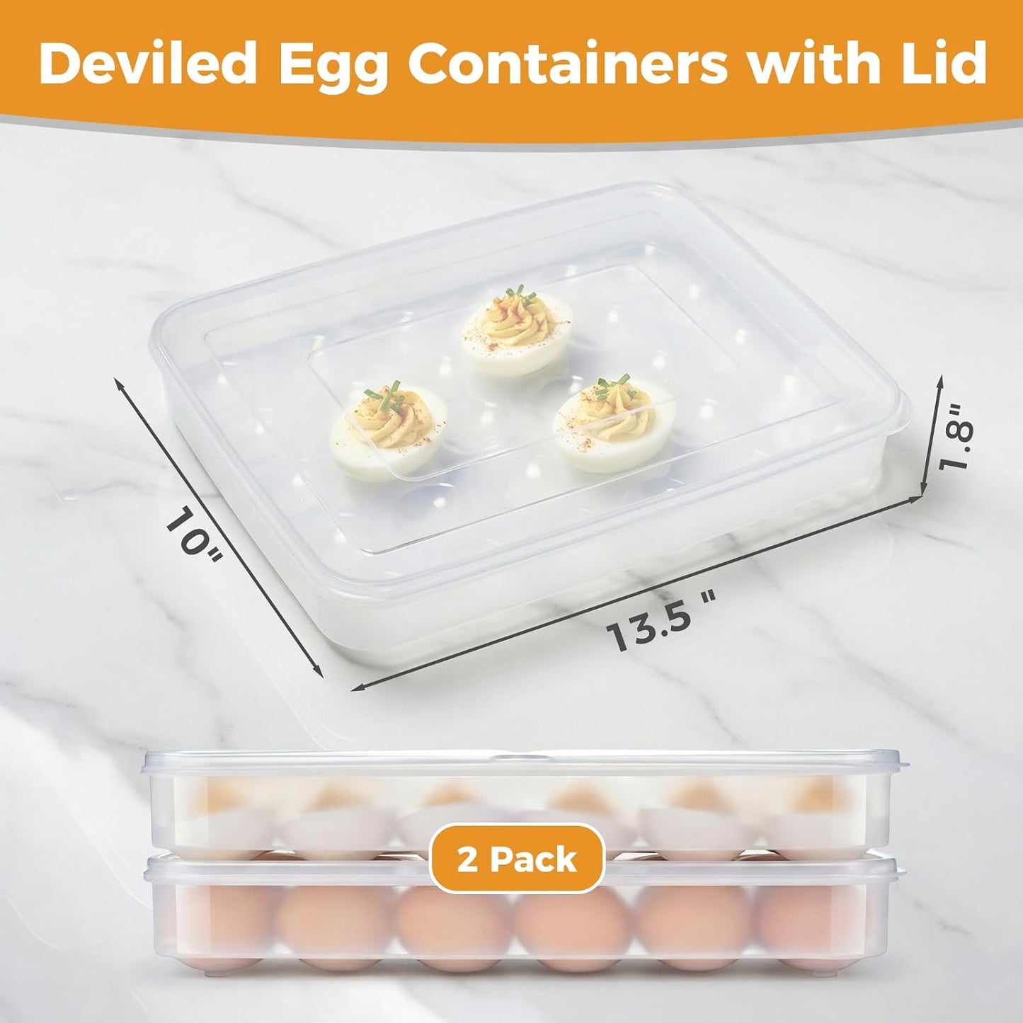 HANSGO Deviled Egg Containers with Lid, Deviled Egg Tray Holder Carrier with Lid for 24 Eggs for Home Party Kitchen Supplies Refrigerator Storage