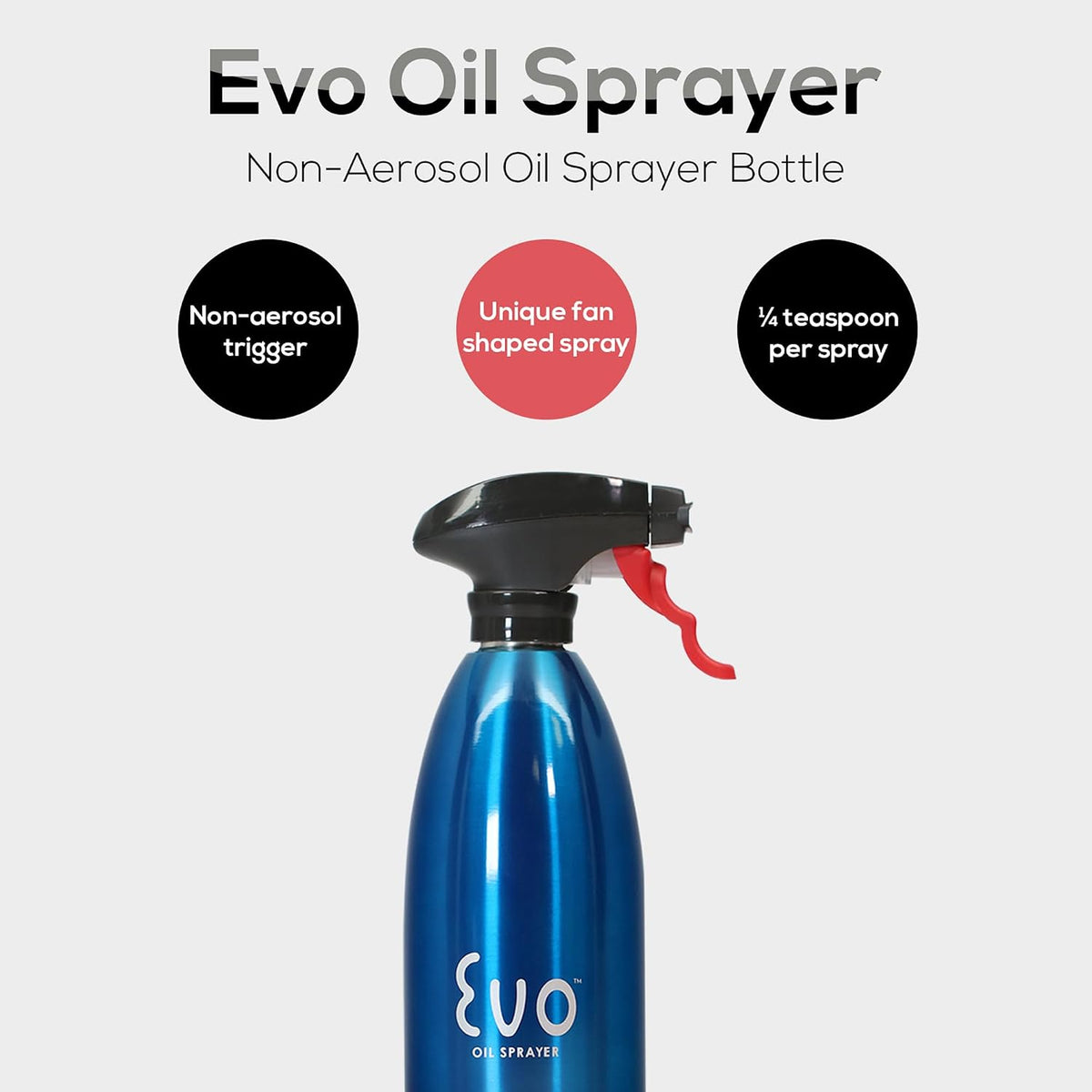 Evo Oil Sprayer 18/8 Stainless Steel, Non-Aerosol for Olive, Cooking Oils, and Vinegars, Silver, 16-Ounce Capacity