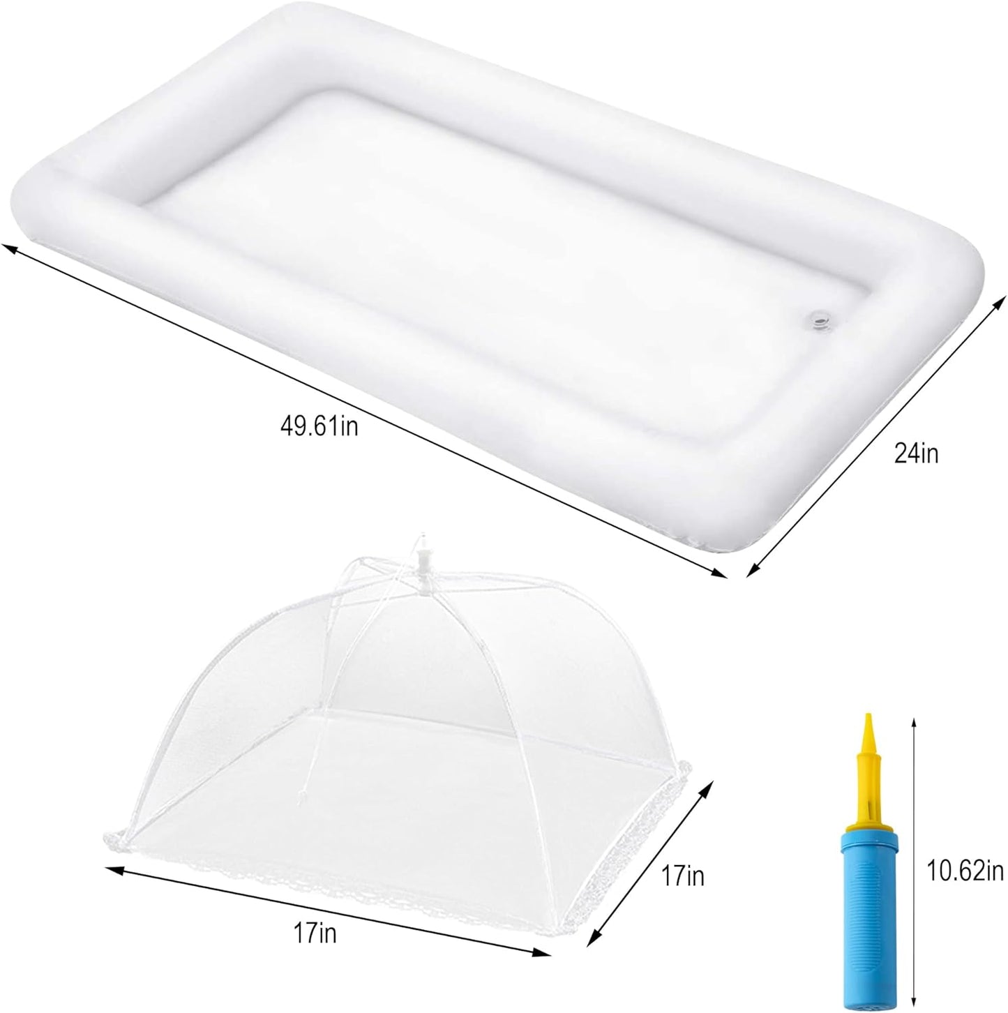 HBlife 4 PCS Inflatable Serving Bar, 2 Size Inflatable Buffet Cooler for Party,BBQ,Luau, Salad Ice Tray Food Drink Containers with Drain Plug and 1 Hand Air Pump