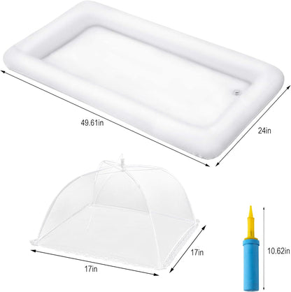 HBlife 4 PCS Inflatable Serving Bar, 2 Size Inflatable Buffet Cooler for Party,BBQ,Luau, Salad Ice Tray Food Drink Containers with Drain Plug and 1 Hand Air Pump