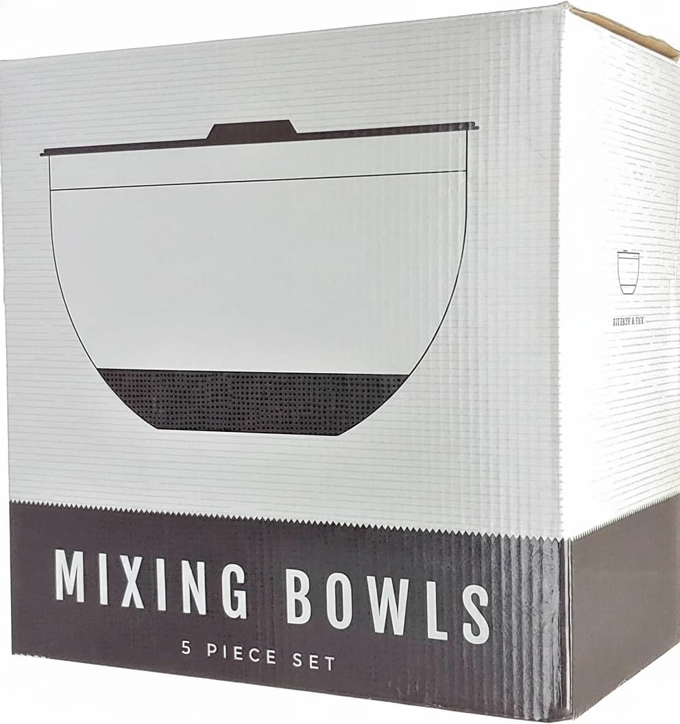 Stainless Steel Mixing Bowls with Lids and Non Slip Bases (Set of 5, Black)