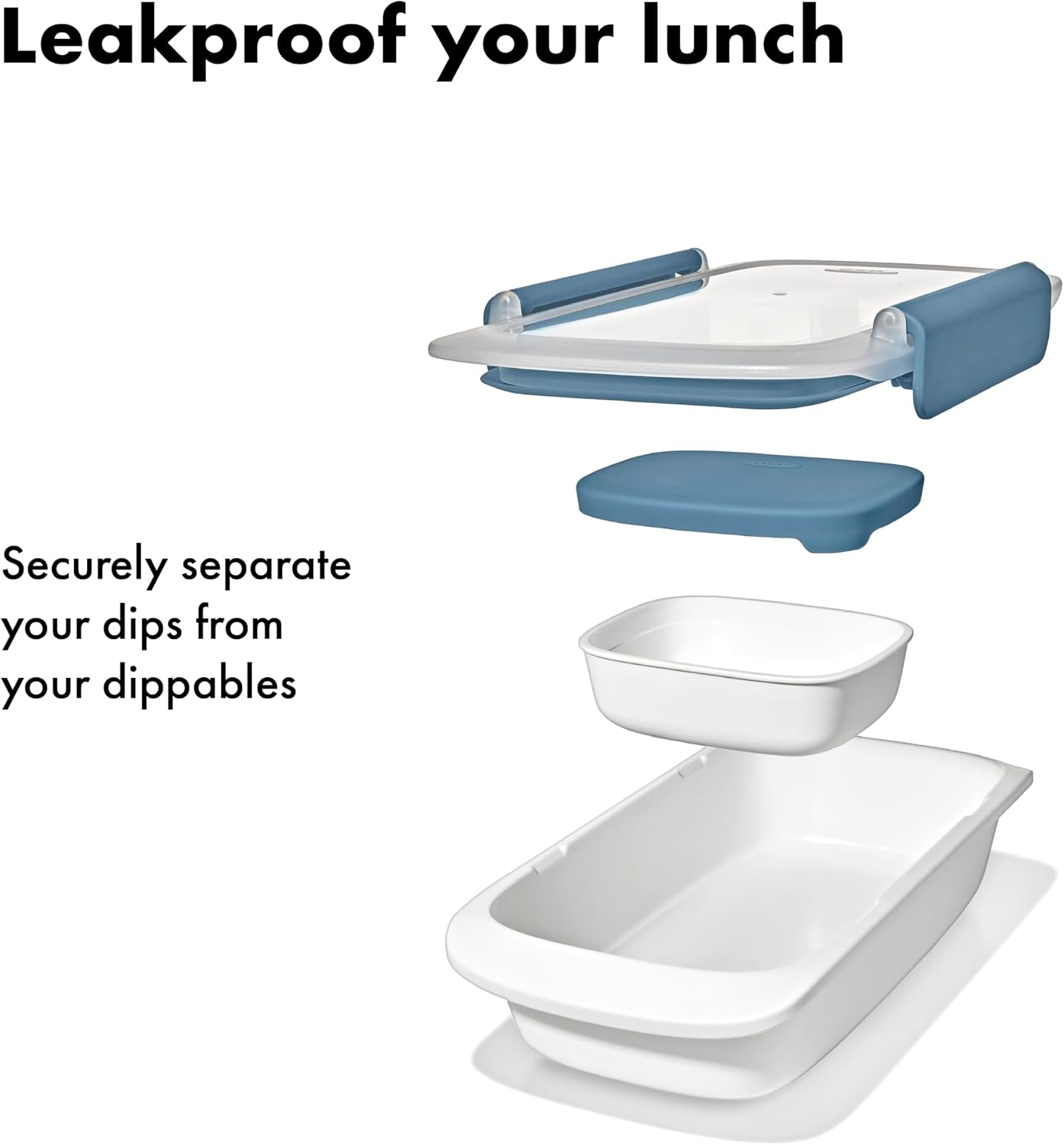 OXO Good Grips Prep & Go Snack & Dip Container, Snack Fuss-Free on the Move, Leakproof Reusable Small Meal Food Storage and Lid, Food Containers with Lids, Snack Organizer, 1.6 Cups/0.4 L