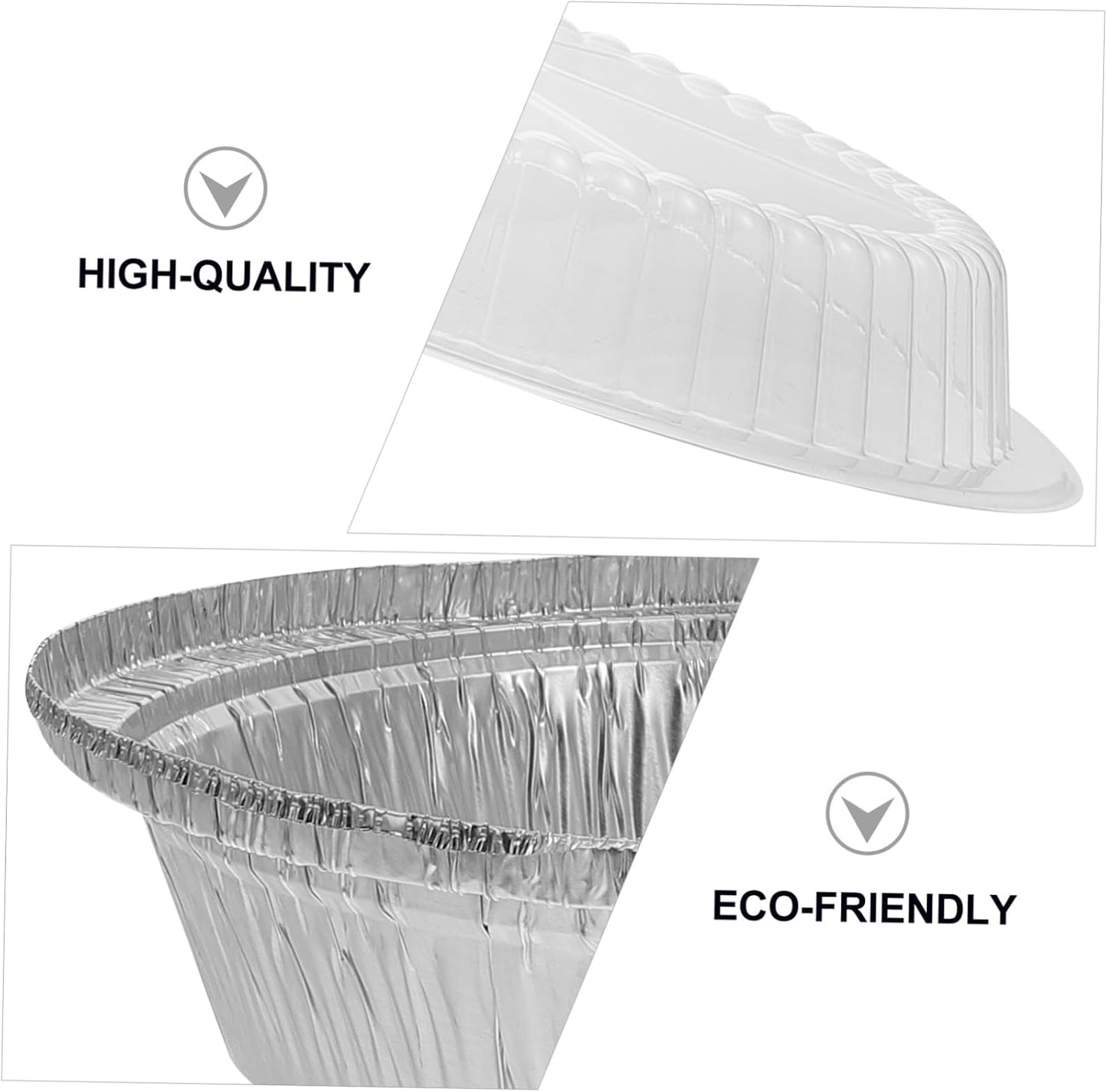 VOSAREA 50sets Aluminum Foil Pans Lids Bbq Trays for Baking and Serving Round Grill Foil Trays Pizza and Storage Containers for Meal Prep and Catering