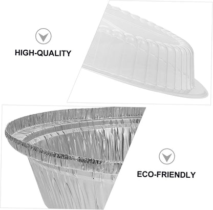 VOSAREA 50sets Aluminum Foil Pans Lids Bbq Trays for Baking and Serving Round Grill Foil Trays Pizza and Storage Containers for Meal Prep and Catering