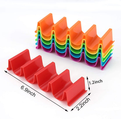 6-Color Small Taco Holder Stand – 6-Slot BPA-Free Taco & Tortilla Organizer for Kitchen, Parties, Picnics & BBQ | Dishwasher Safe, Stackable & Space-Saving Design