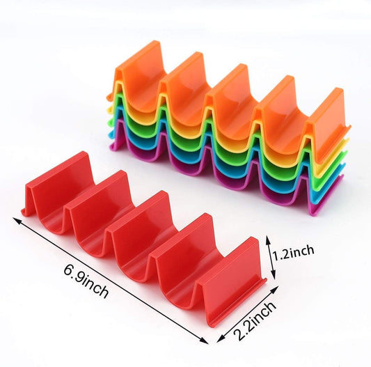 6-Color Small Taco Holder Stand – 6-Slot BPA-Free Taco & Tortilla Organizer for Kitchen, Parties, Picnics & BBQ | Dishwasher Safe, Stackable & Space-Saving Design