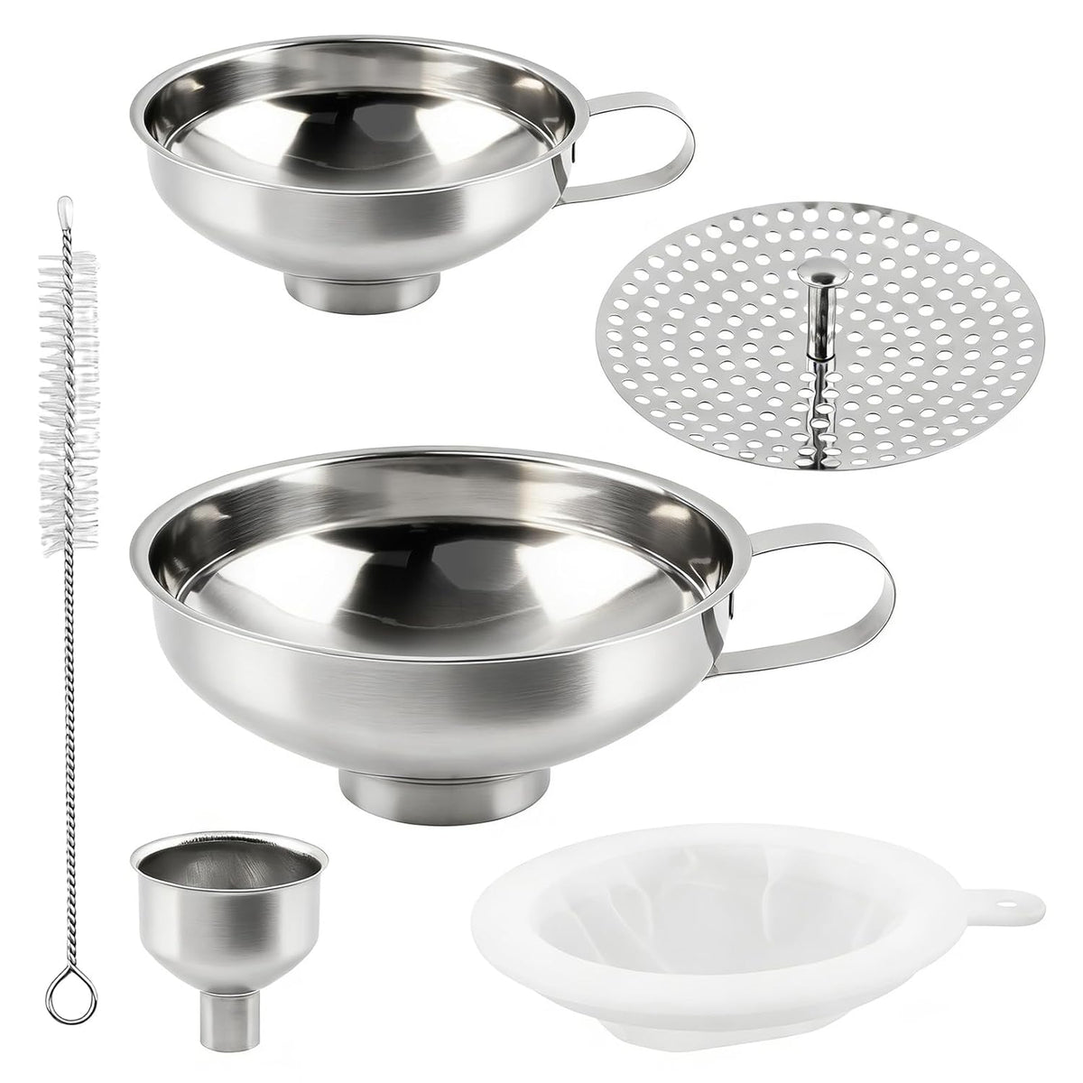 Stainless Steel Canning Funnels for Filling Mason Jars, Wide Mouth Funnels for Kitchen Use, Kitchen Gadgets Canning Supplies Kit - 5 Pack