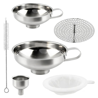 Stainless Steel Canning Funnels for Filling Mason Jars, Wide Mouth Funnels for Kitchen Use, Kitchen Gadgets Canning Supplies Kit - 5 Pack