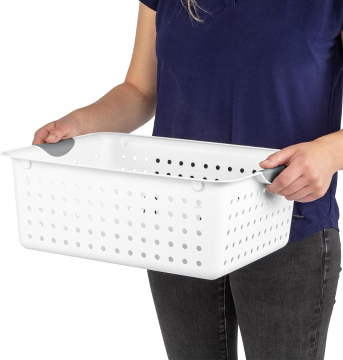 Sterilite 6-Pack Medium Ultra Basket, Open Top Plastic Storage Organizer, White - Classic Baskets for Organizing Countertops, Pantry Shelves, Kitchen Cabinets, Laundry Rooms or Home Offices