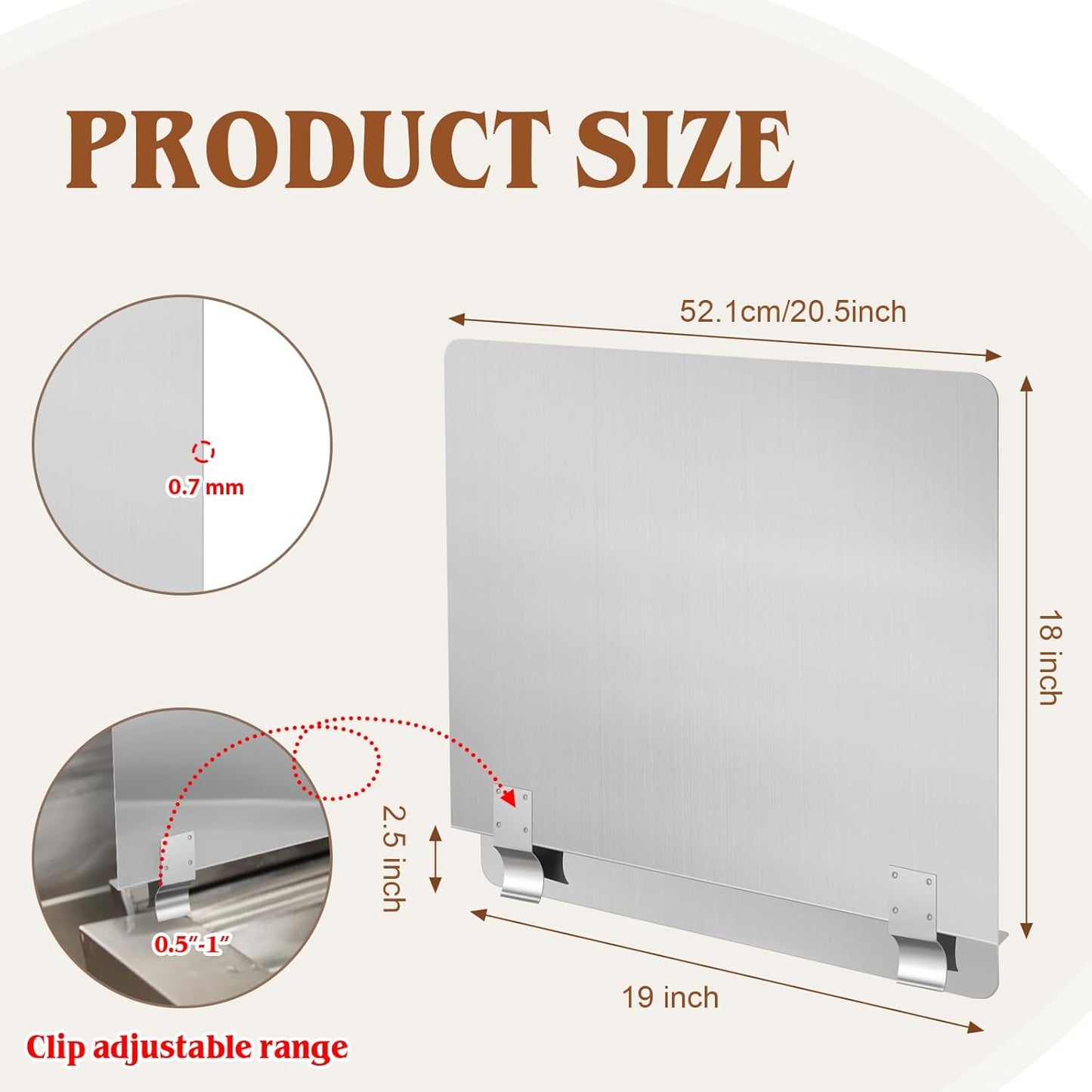 Ferraycle 2 Pack 20-1/2" W x 18" H 304 Stainless Steel Fryer Splash Guard for Stove & Kitchen, Oil Splatter Screen Protection, Heavy Duty Grease Barrier for Frying, Grilling, Easy Clean, Universal Fit