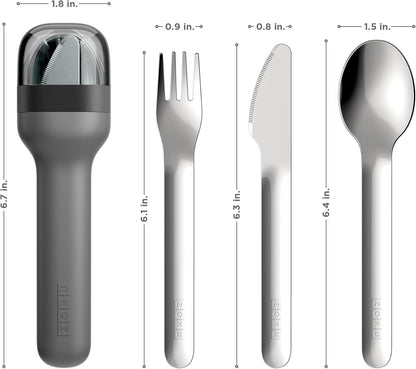 ZOKU Pocket Utensil Set, Blue - Stainless Steel Fork, Knife, and Spoon Nest in Case - Portable Design for Travel, School, Work, Picnics, Camping and Outdoor Home Use