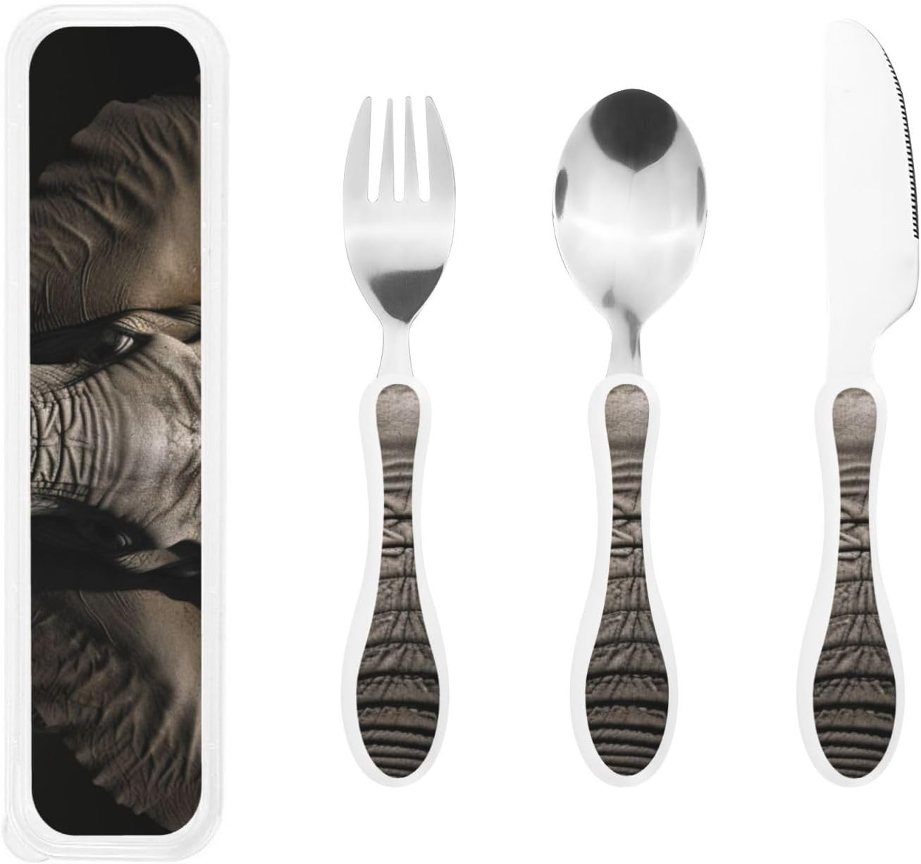 3-Piece Kids Silverware Set With Storage Case, Stainless Steel Reusable Children Safe Knife Spoon Fork Set Fashion Striped Children Flatware Set For Kids Lunch Box