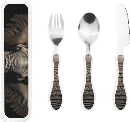 3-Piece Kids Silverware Set With Storage Case, Stainless Steel Reusable Children Safe Knife Spoon Fork Set Fashion Striped Children Flatware Set For Kids Lunch Box