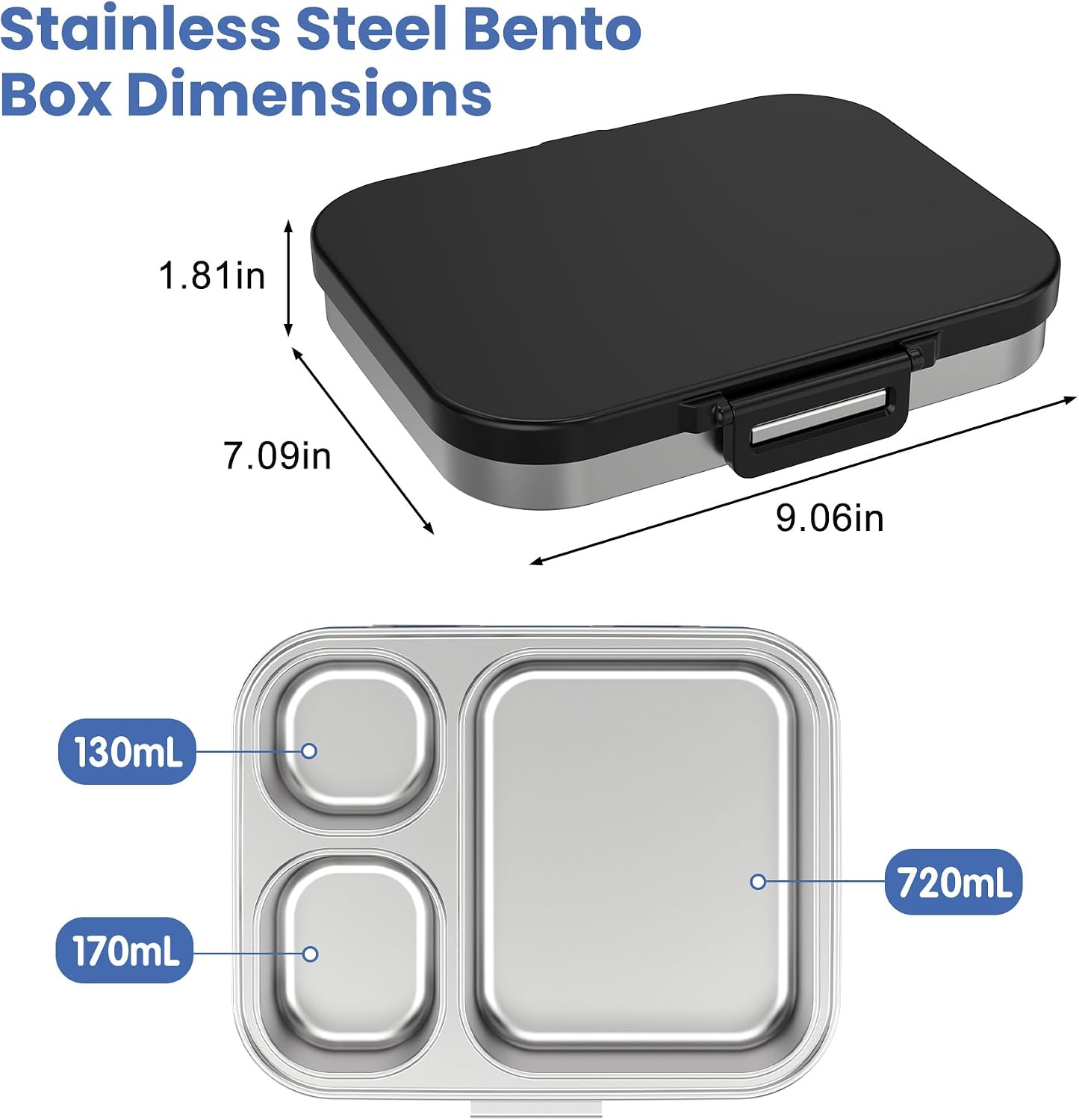Pawtong Stainless Steel Bento Lunch Box for Kids | 3-Compartment Lunch Box Container Kids | 100% Leakproof, Eco-Friendly, Perfect Portion Control for Kids&Adult Healthy Meals (Purple)
